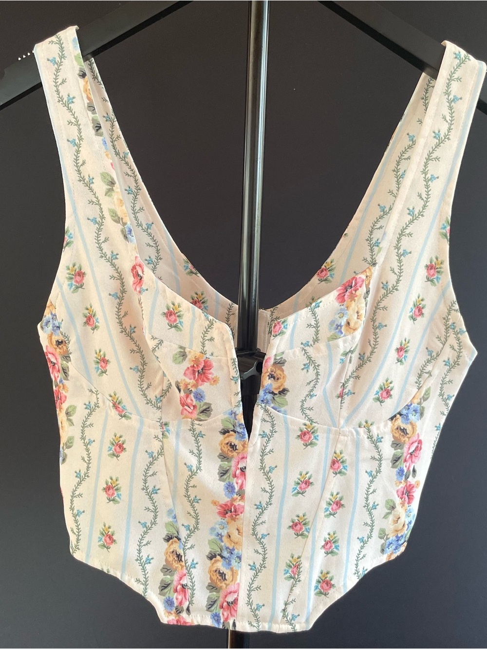 RESA Gigi Bustier Floral Corset Crop Top Cream XS